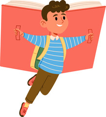 Boy Flying with a Giant Book