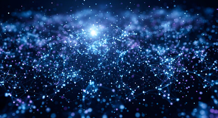 Futuristic Network Connection Structure with Blue Light