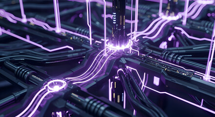 Abstract futuristic technology background with neon light