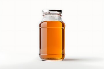 Tall glass bottle filled with syrup high resolution picture