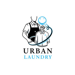 A logo for an urban laundry service.  Clean design, professional look.