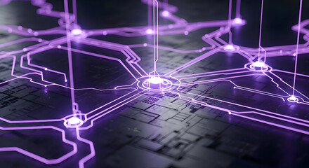 Futuristic Motherboard Circuit with Glowing Connections