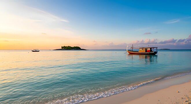 sunset on the beach - Powered by Adobe