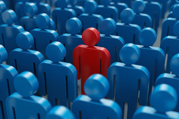 Stand out from the crowd unique individual leadership different concept be special red and blue figures