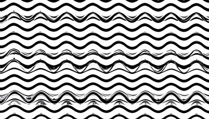 A repeating pattern of wavy lines in black and white, with textured brushstrokes.