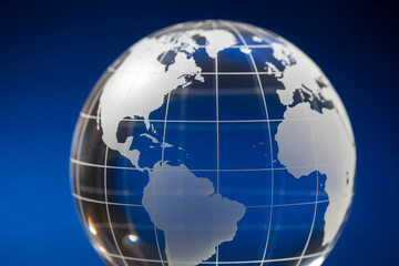 Clear glass globe world map atlas earth geography travel international global continents ocean sphere 3d model