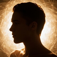 silhouette of a man with a head on his head