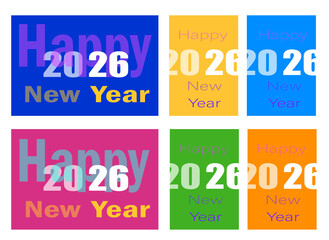 thank you note, Happy New Year 2026 Text Set, Colorful, Logo for Cards, Posters.
