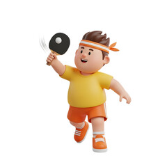 Cartoon illustration of a child playing table tennis.