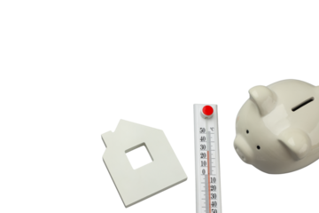 House savings and heating thermometer, isolated on white, PNG