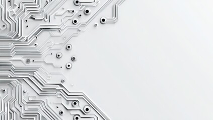 Abstract white circuit board design with copy space