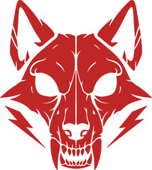 Red Beast Wolf Skull Silhouette