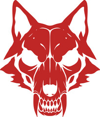 Red Wolf Skull Silhouette