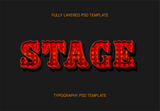 Red And Black Vintage Cabaret Font Lights Retro Circus Text Effect