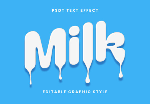 White Flat Melting Font Milk Liquid Dripping Text Effect