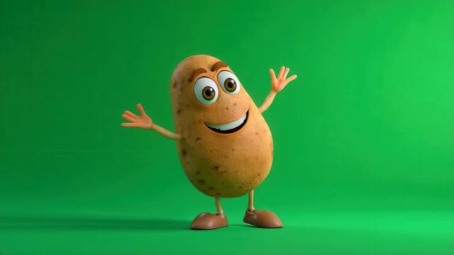 a funny potato on a green screen background
