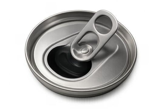 Open aluminum can top view with transparent background