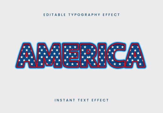 Blue And White USA Font American Flag Text Effect