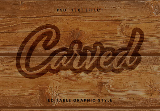 Brown Carved Wood Font Rustic Script Text Effect