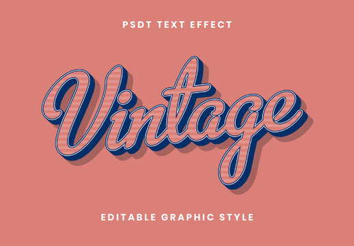 Pink and Blue Hipster Font Retro Script Striped Text Effect