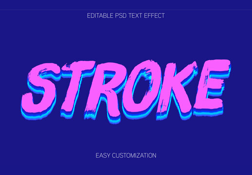 Pink And Blue Brush Font Stroke Neon Paint Text Effect