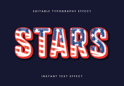 Red And White USA Font Ouline 3d Bold Text Effect