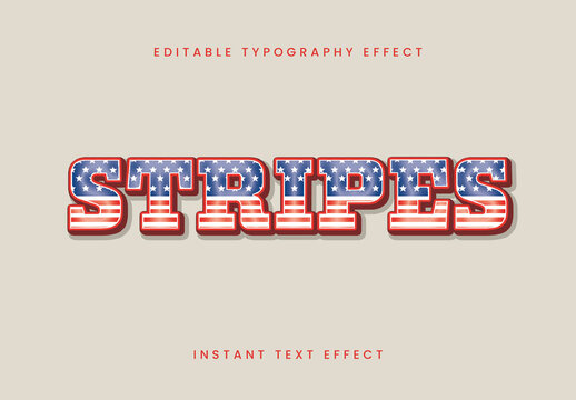 Red USA Font Gloss Stripes Bold Text Effect