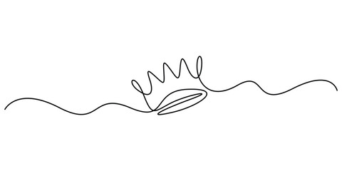 Crown continuous one line drawing. Minimal outline crown icon. Isolated on white background vector illustration