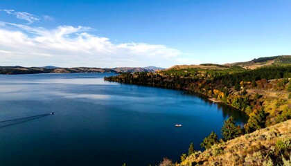 Panoramic view of a serene lake