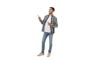 Man in casual wear gestures enthusiastically, isolated, PNG