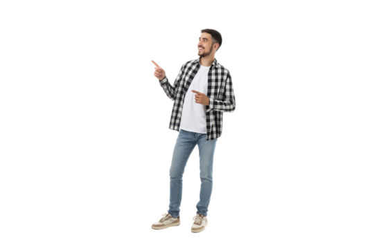 Man in casual wear gestures enthusiastically, isolated, PNG - Powered by Adobe