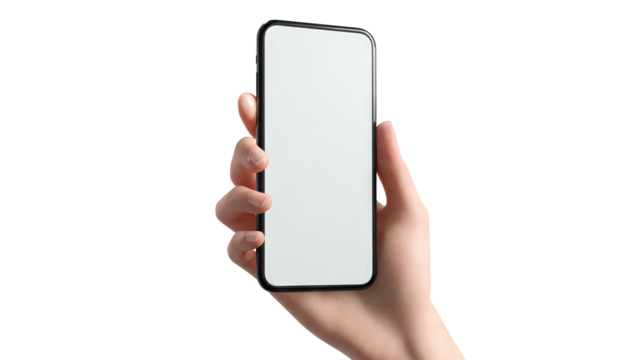 Hand Holding Smartphone on transparant background	