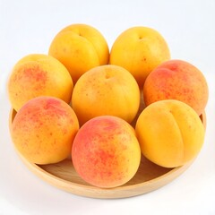 Fresh Ripe Apricots in a Wooden Bowl.