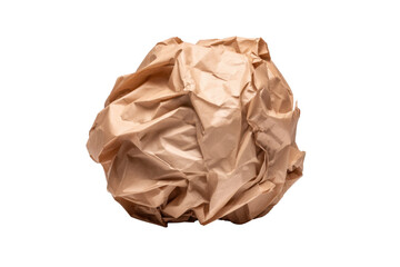 Fototapeta premium Crumpled Brown Packing Paper Ball on Transparent Background