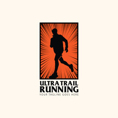 Ultra Trail running logo vector illustration on white background