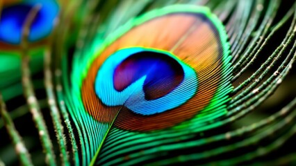 Obraz premium Close up of vivid peacock feather pattern