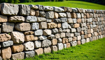 Stone wall in a grassy field