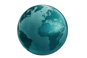 Fototapeta premium Glass world sphere spinning, highlighting europe and africa landmasses against transparent backdrop, representing global connectivity and environmental themes