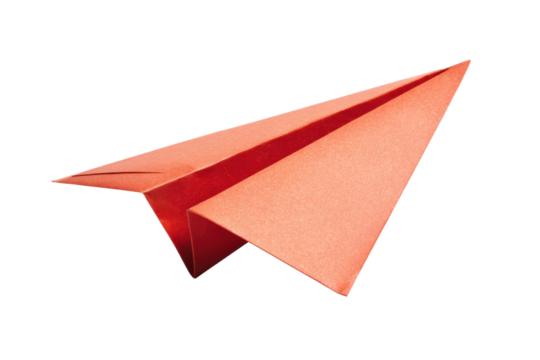 Red Paper Plane on Transparent Background