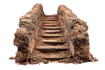 Earthen Trench Staircase Model on Transparent Background