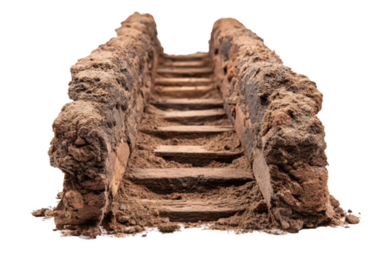 Earthen Trench Staircase Model on Transparent Background