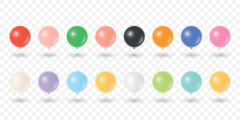 Vector 3d Realistic Colorful Balloons. Realistic Party Balloons, Isolated. Colorful Birthday Balloons Set. Helium Balloon for Celebration, Festive Decor, Event Design. Vector Illustration