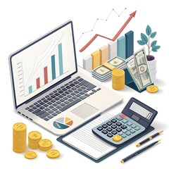 business graph and calculator