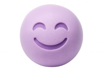 Fototapeta premium Purple sphere featuring a cheerful, happy face radiating joy, set against a transparent background for versatile use in designs
