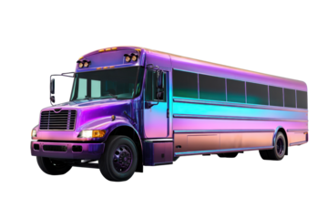 Iridescent Party Bus Isolated on Transparent Background