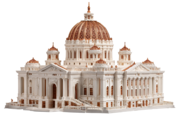 Neoclassical Parliament Building Model on Transparent Background