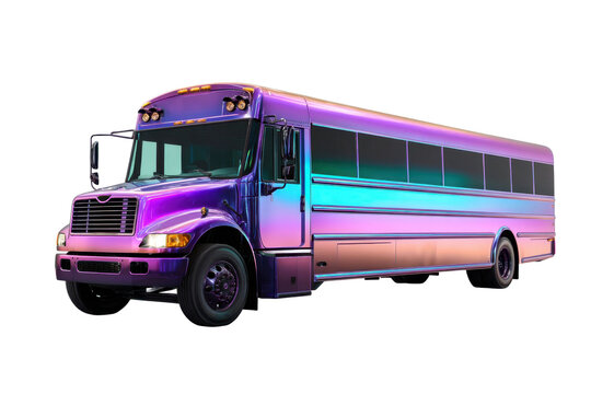Iridescent Party Bus Isolated on Transparent Background