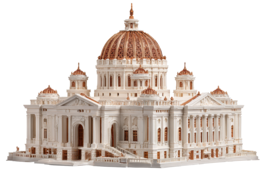Neoclassical Parliament Building Model on Transparent Background