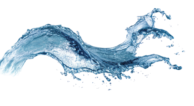 Dynamic water splash against black background