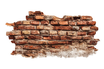 Obraz premium Aged Red Brick Wall Fragment on Transparent Background